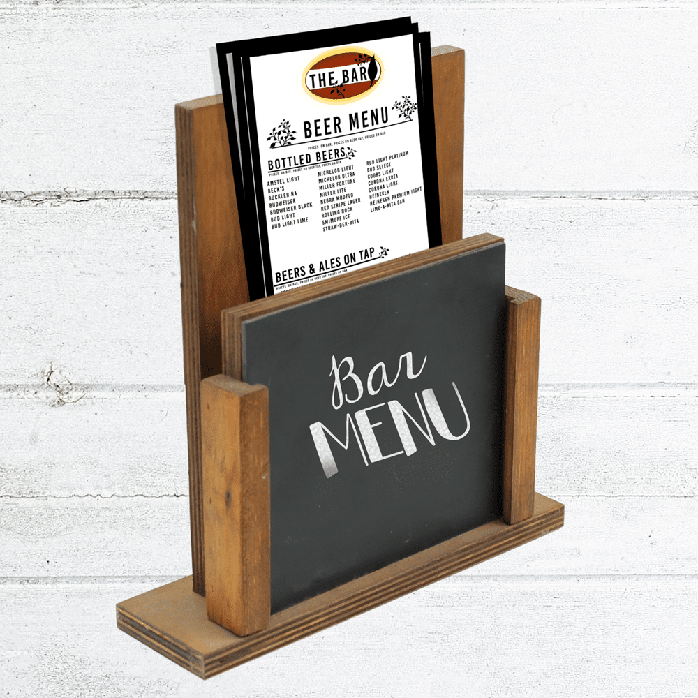 Wooden - Menu Holder with Chalk Board
