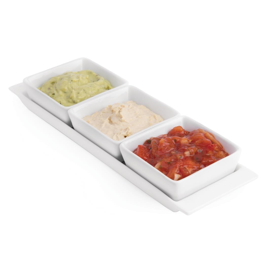 Olympia Whiteware Snack Dishes with Plates 3 Section