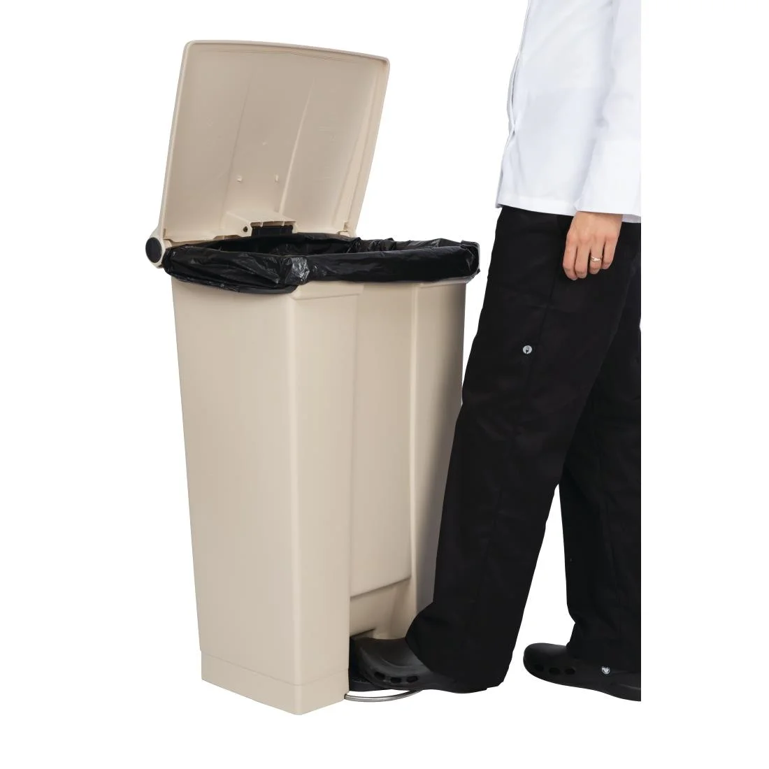 Rubbermaid Step-On Pedal Bin Beige 87Ltr - Image 2