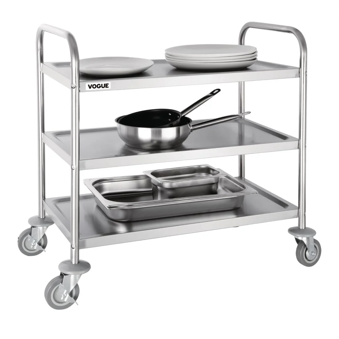 Vogue Stainless Steel 3 Tier Clearing Trolley Medium - Image 2