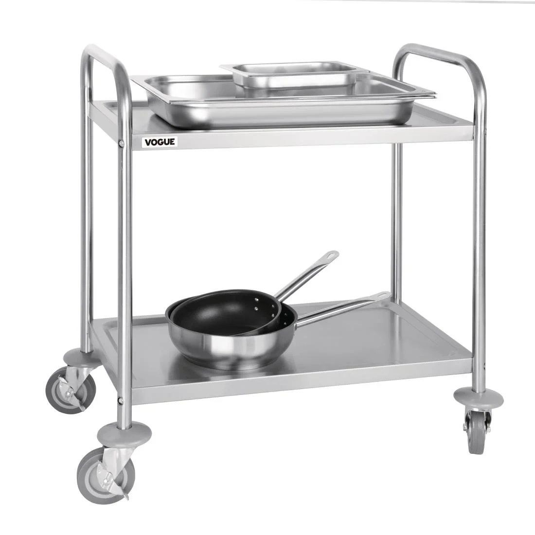 Vogue Stainless Steel 2 Tier Clearing Trolley Small - Image 2