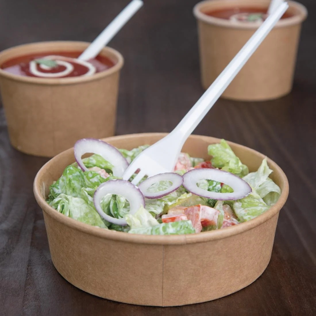 Fiesta Compostable Round Kraft Salad Bowls 500ml / 18oz (Pack of 300) - Image 2