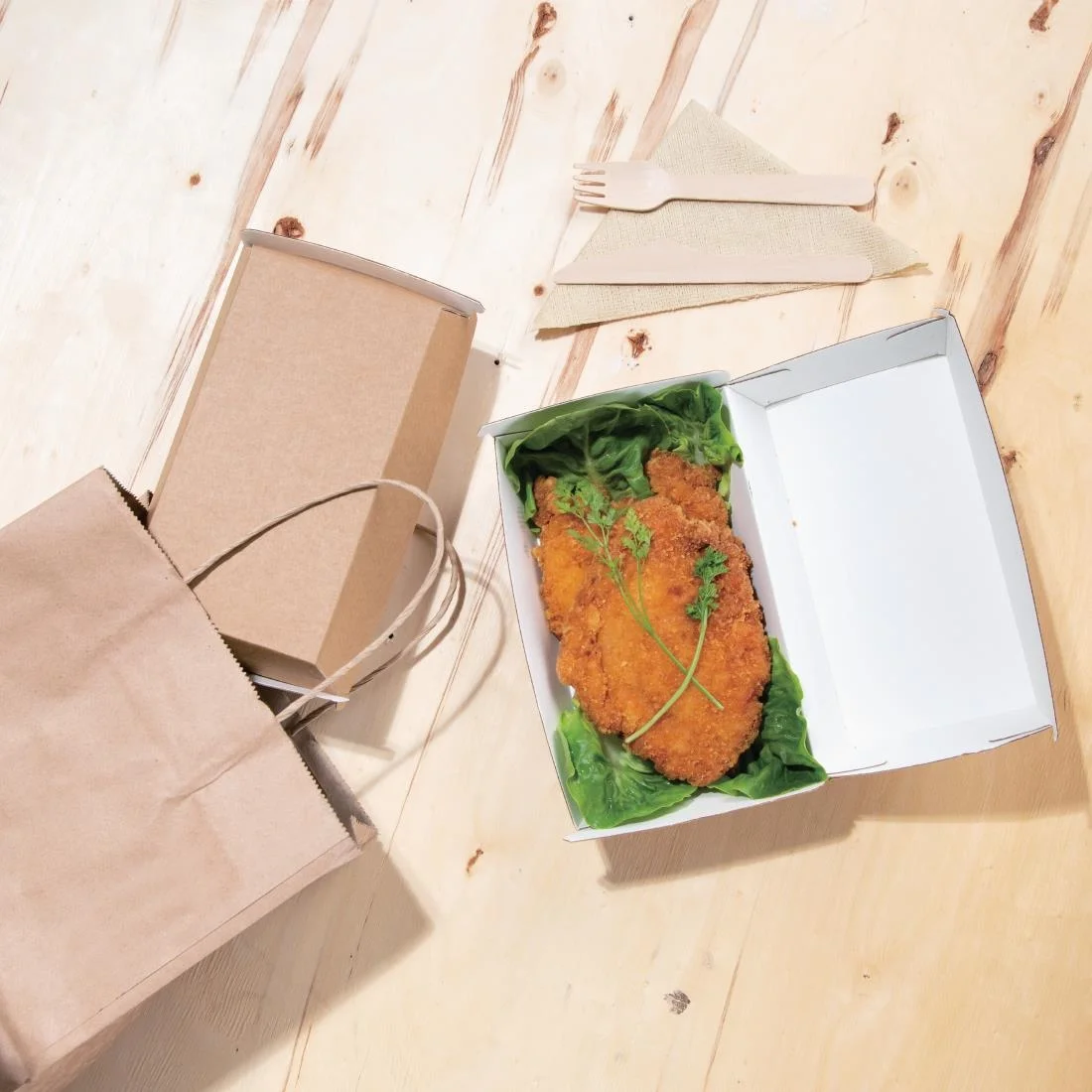 Fiesta Compostable Kraft Food Boxes Small 172mm (Pack of 200) - Image 2
