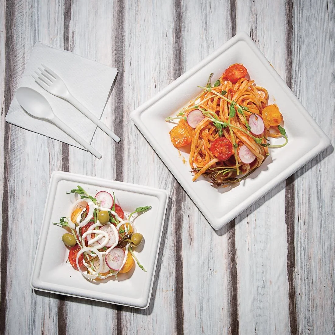 Fiesta Compostable Bagasse Square Plates 159mm (Pack of 50) - Image 3
