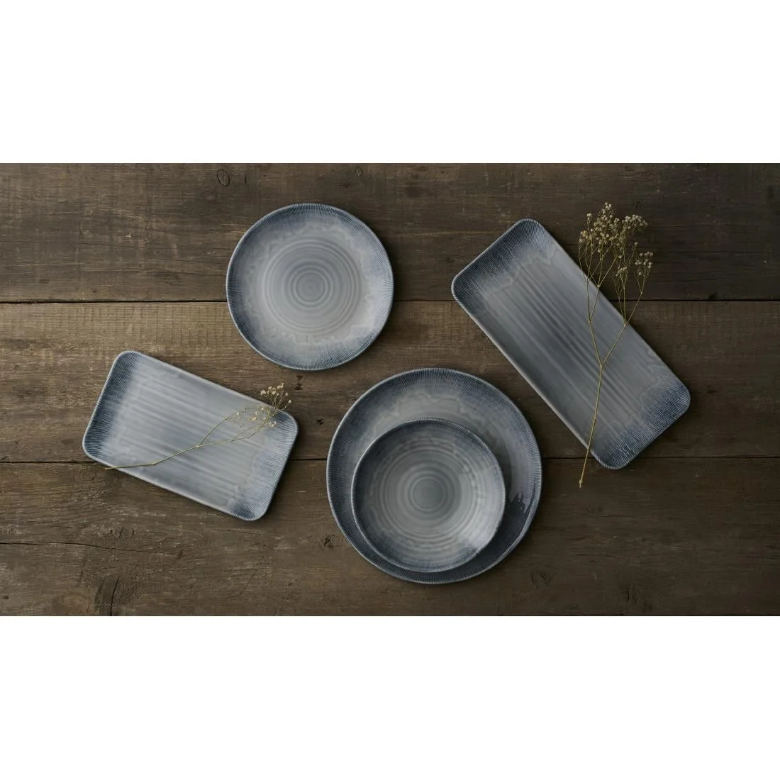 Dudson Harvest Flux Grey Organic Rectangular Platter 179mm (12 Pack) - Image 2