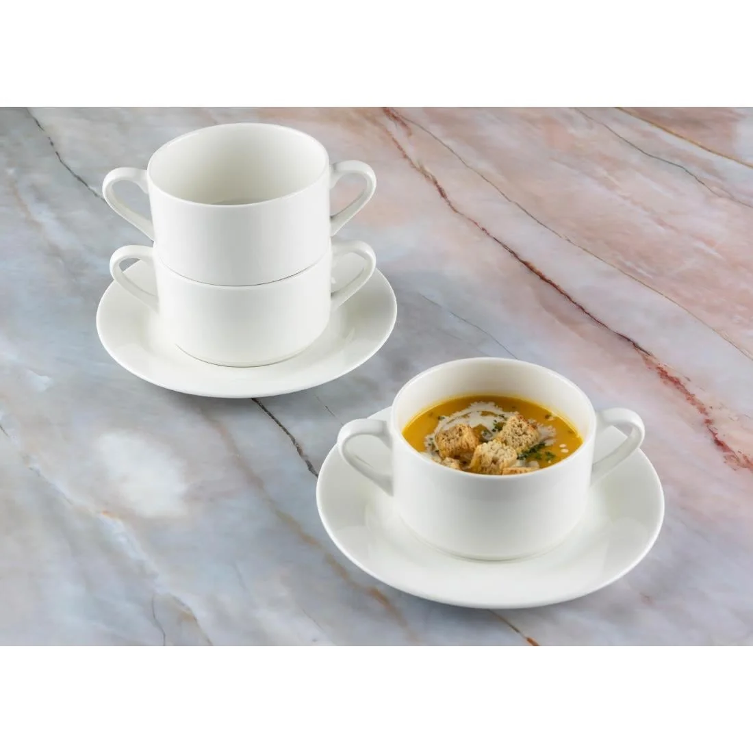 Elia Glacier Fine China Handled Soup Cups 220ml (6 Pack) - Image 2