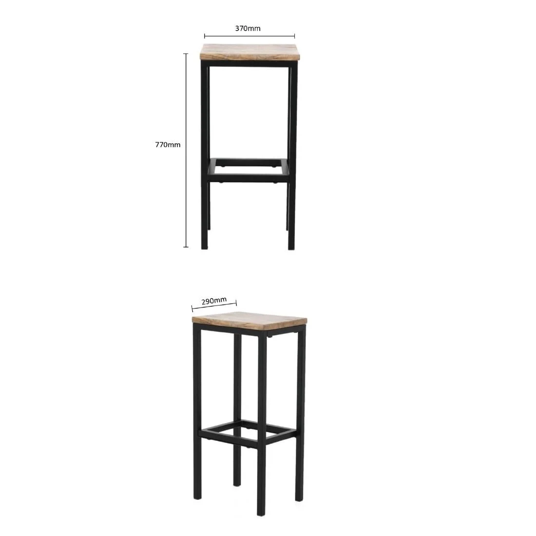 Bolero Jackson Mango Wood Console Bar Stools (3 Pack) - Image 2