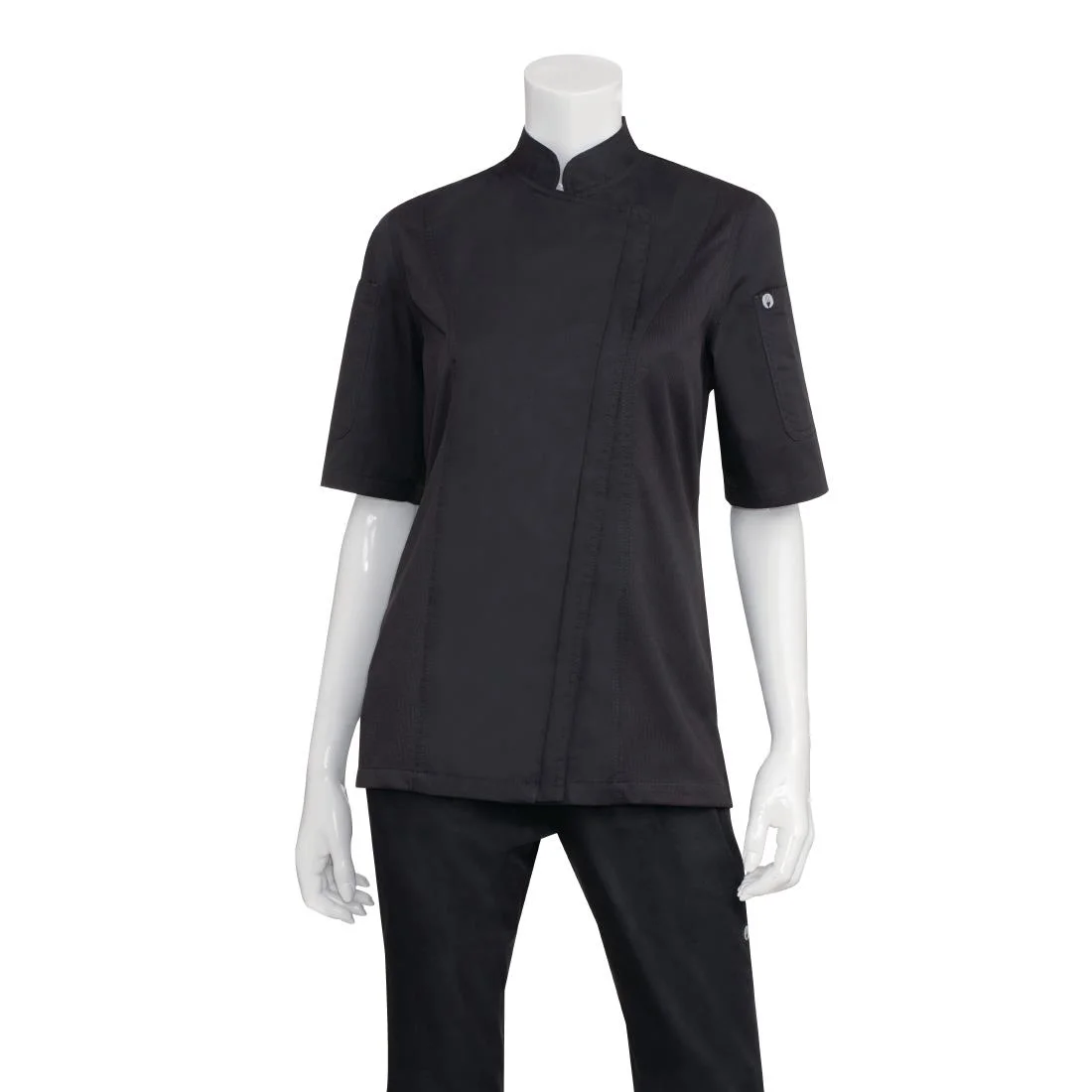 Chef Works Womens Springfield Black Zip Chefs Jacket - Image 3