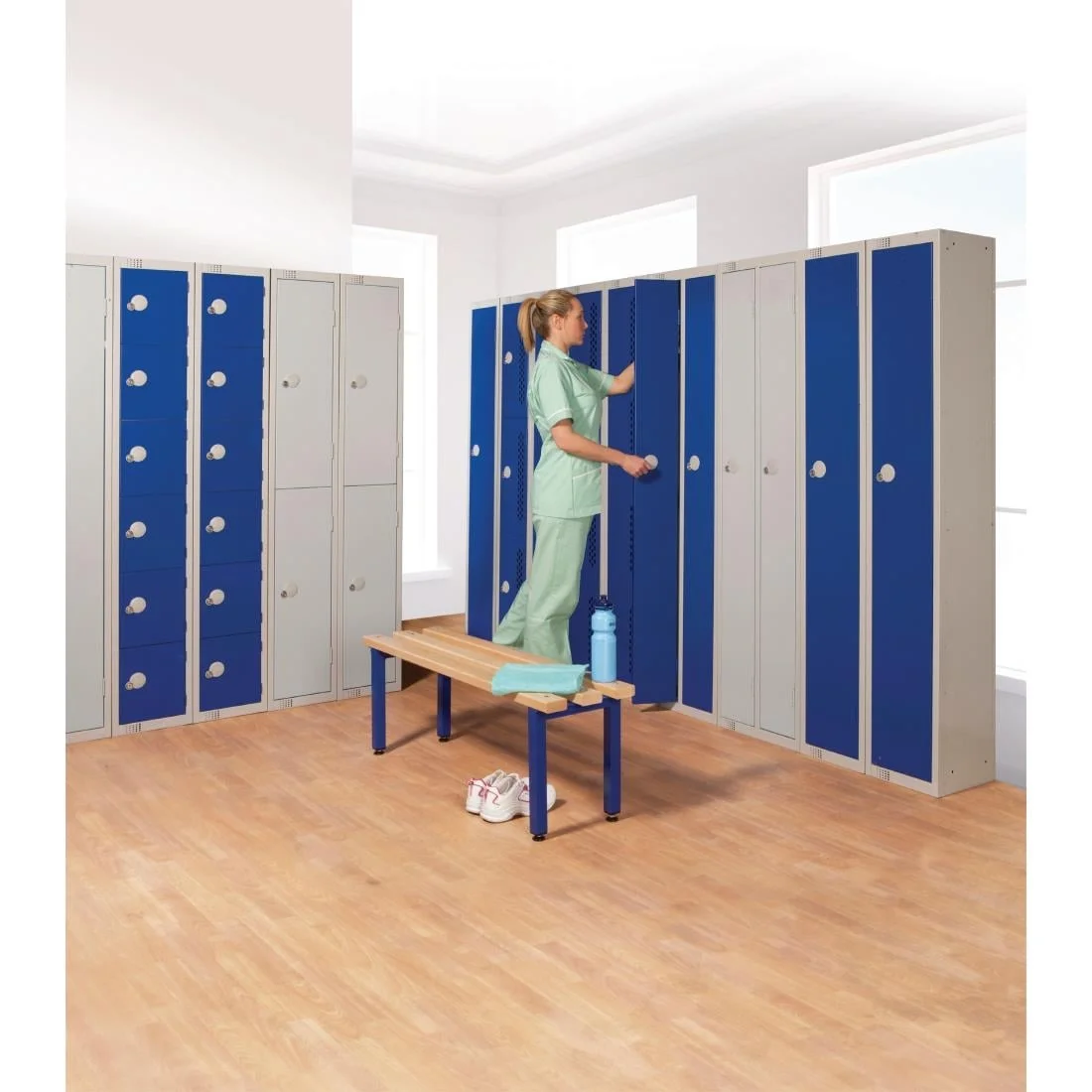 Elite Single Door Manual Combination Locker Locker Blue with Sloping Top - Image 2