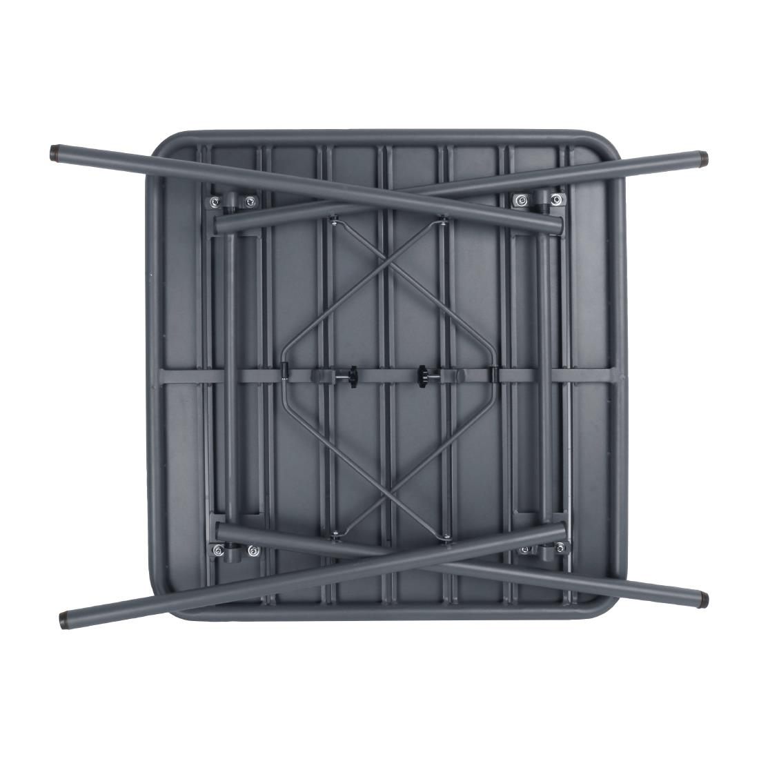 Bolero Slatted Square Steel Table Grey 700mm
