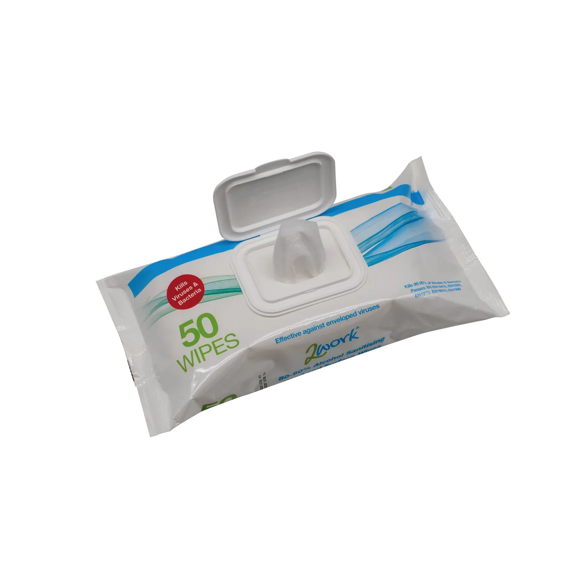 2Work Antibacterial Alcohol Hand Wipes Unfragranced (Pack of 50) 2W03485 - Image 3