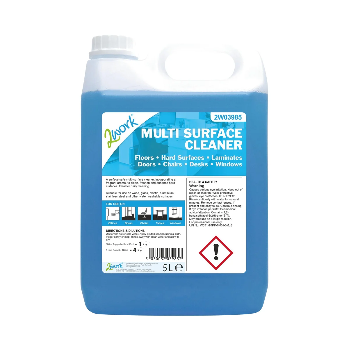 2Work Multi Surface Cleaner Concentrate 5 Litre 2W03985 - Image 1