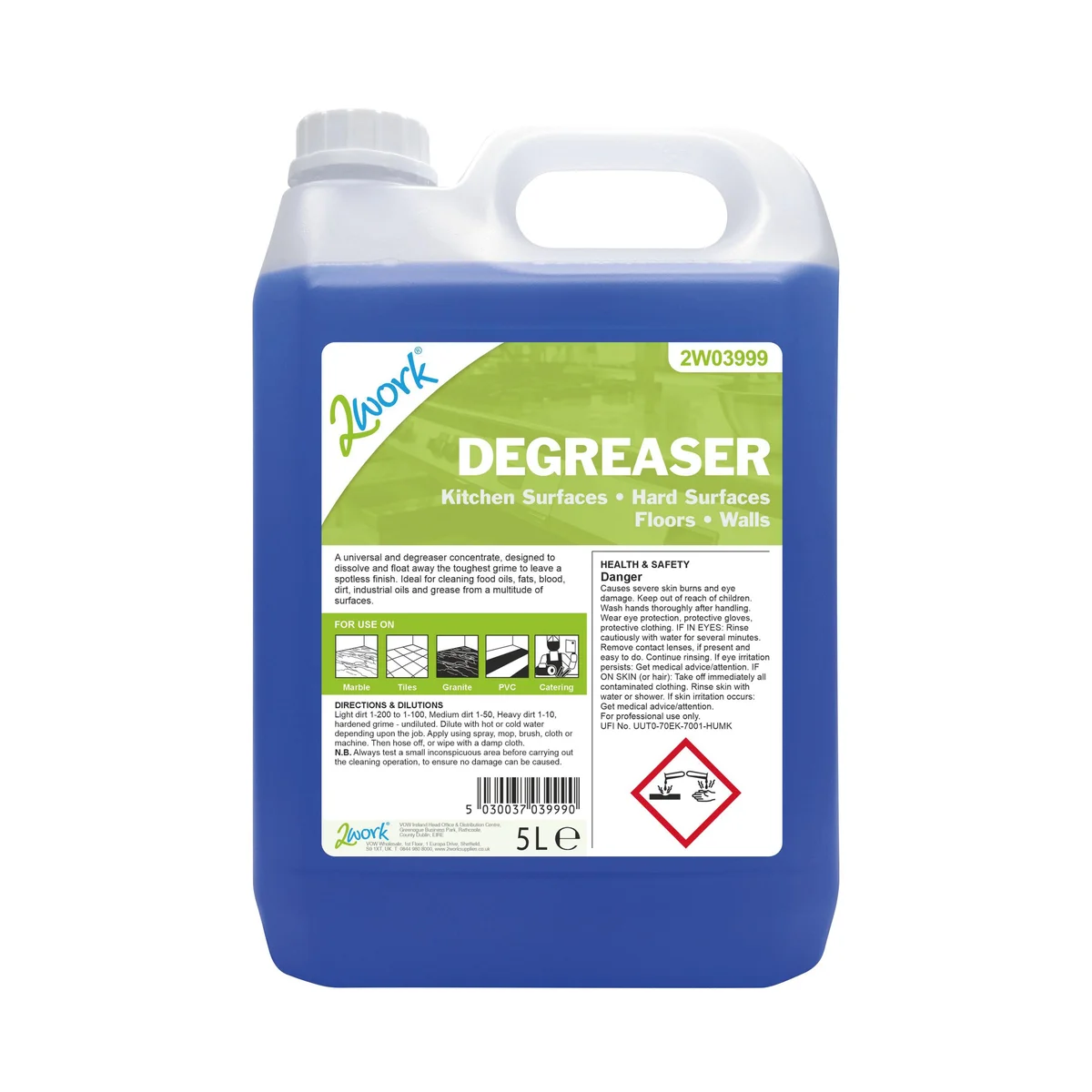 2Work Kitchen Cleaner and Degreaser 5 Litre 2W03999 - Image 1