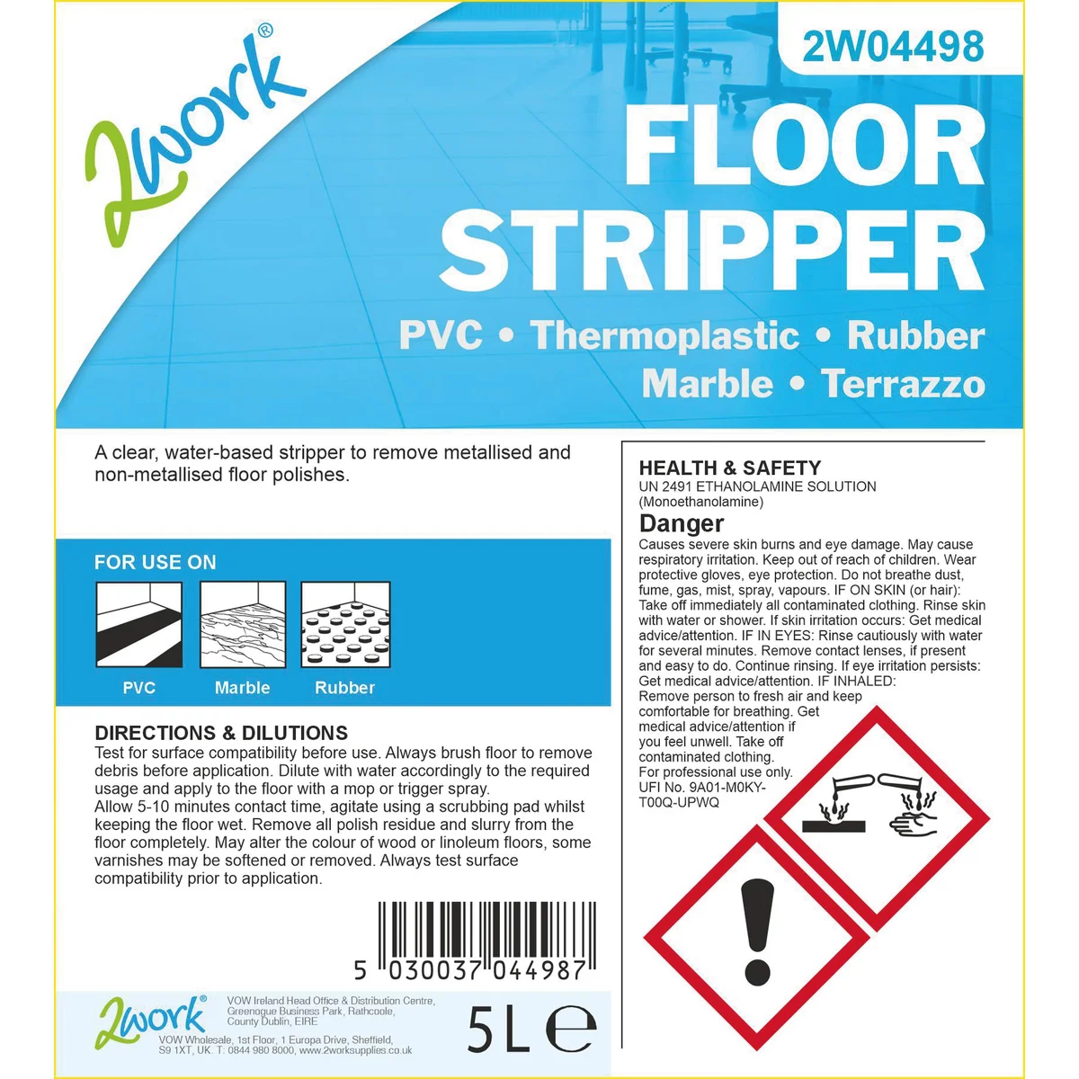 2Work Floor Stripper 5 Litre 2W04498 - Image 2
