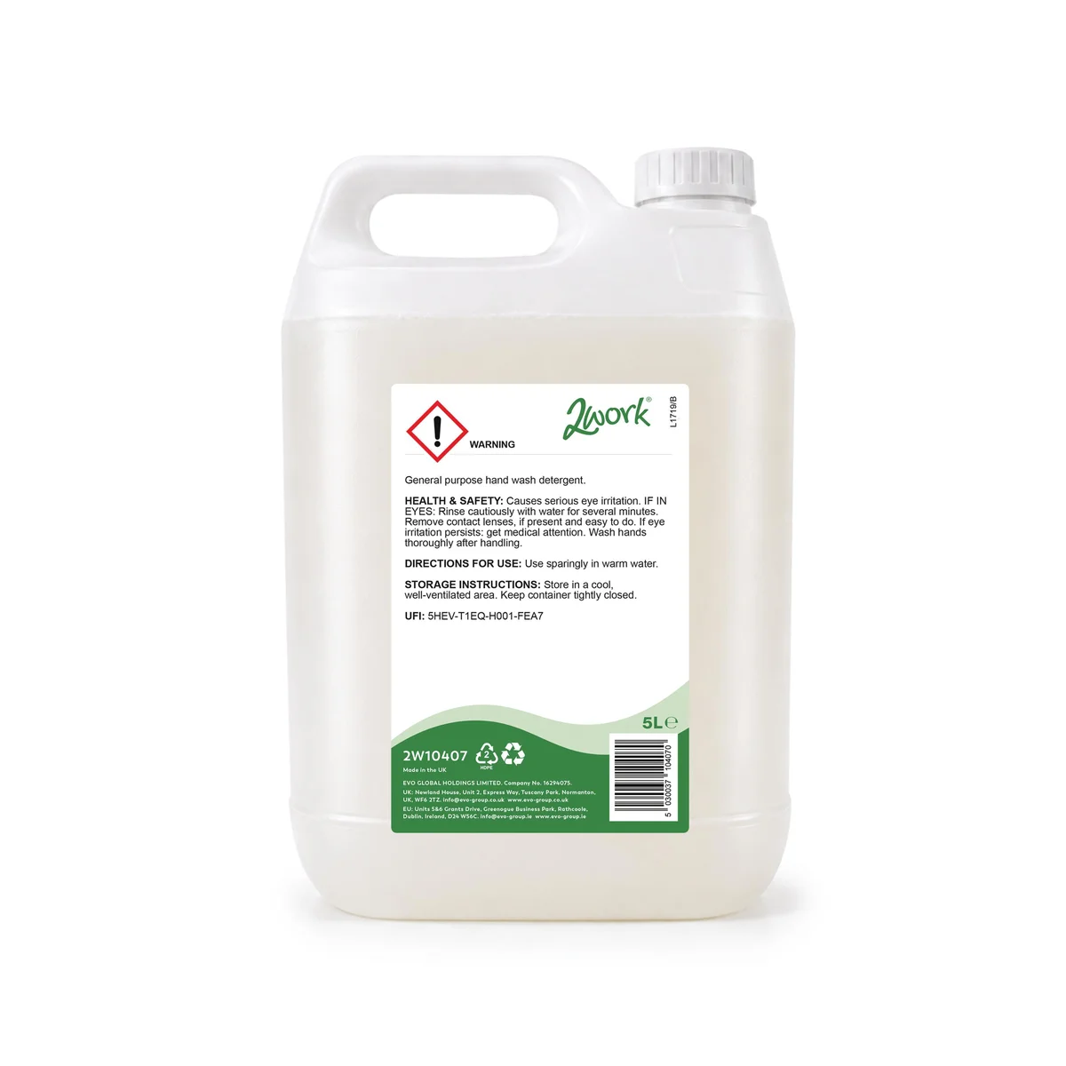 2Work BioTech Washing Up Liquid Apple 5 Litre (Pack of 2) 2W10407 - Image 2