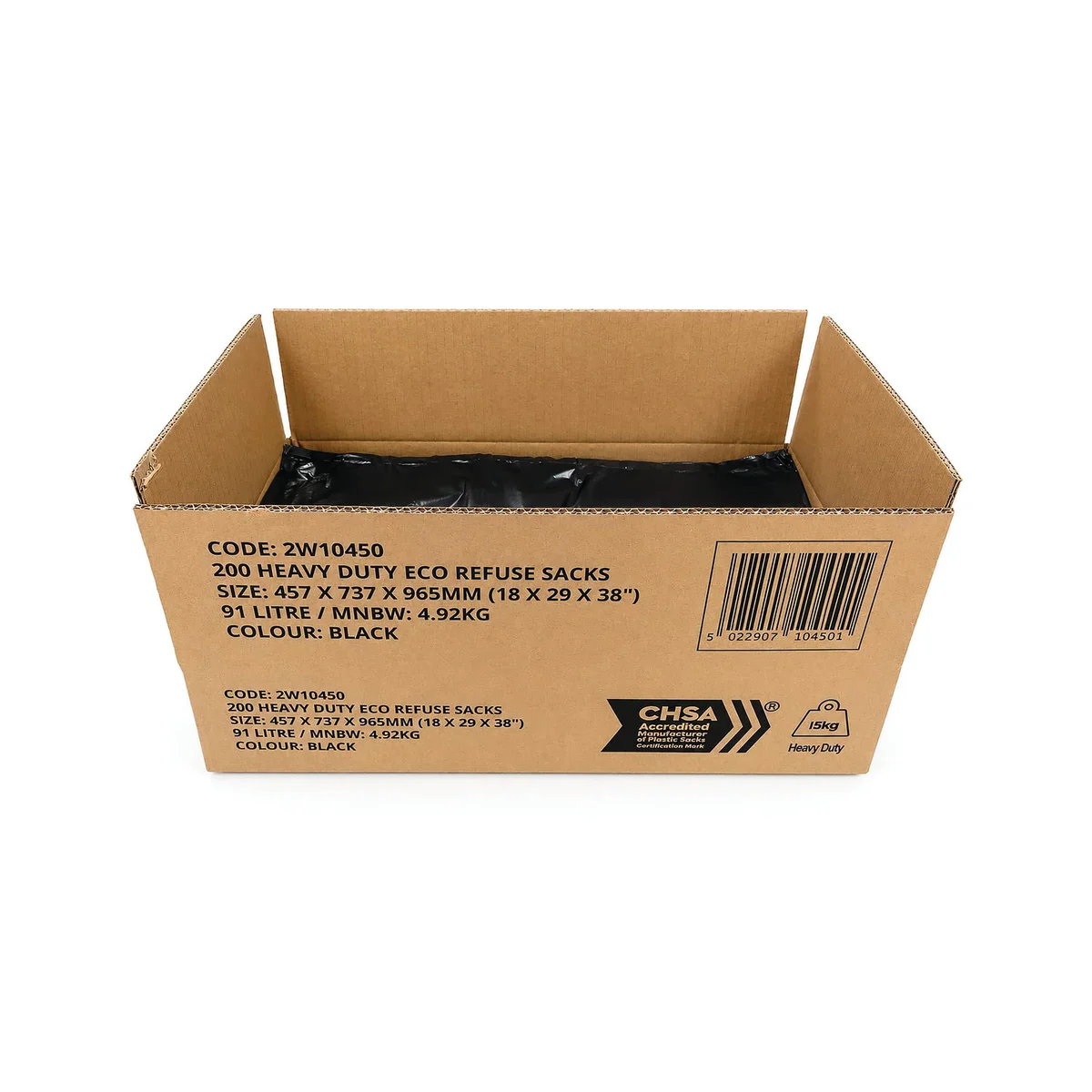 2Work Eco Extra Heavy Duty Refuse Sack 90L Black (Pack of 200) 2W10451 - Image 2