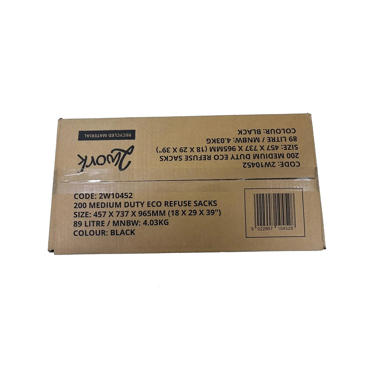 2Work Eco Medium Duty Refuse Sack 90L Black (Pack of 200) 2W10452 - Image 3
