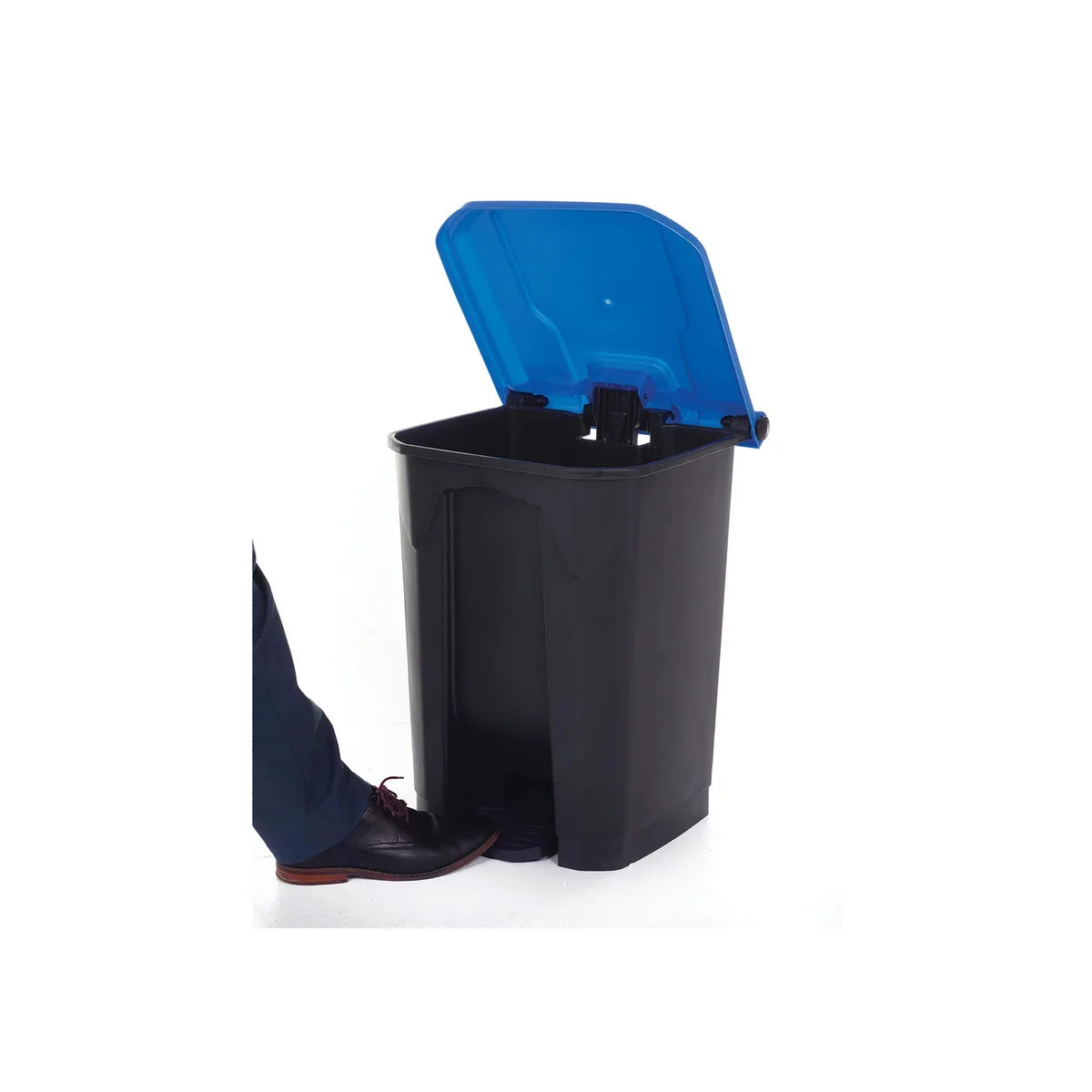 2Work Pedal Bin with Coloured Lid 50L Grey/Blue 380x410x560mm 2W10771 - Image 2