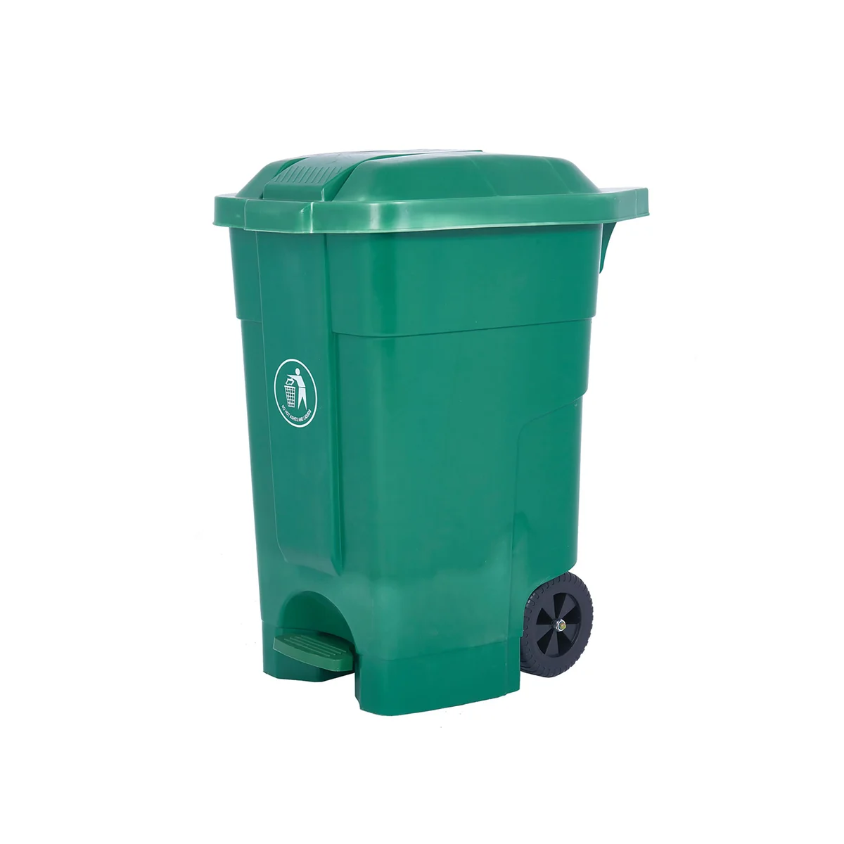 2Work Wheelie Bin with Foot Pedal 70 Litre Dark Green 2W10784 - Image 1