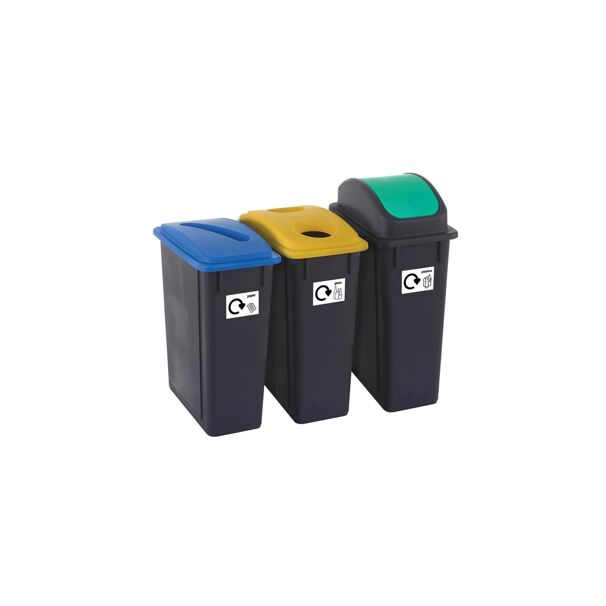 2Work Recycling Bins 65 Litre Assorted (Pack of 3) 2W10788 - Image 2
