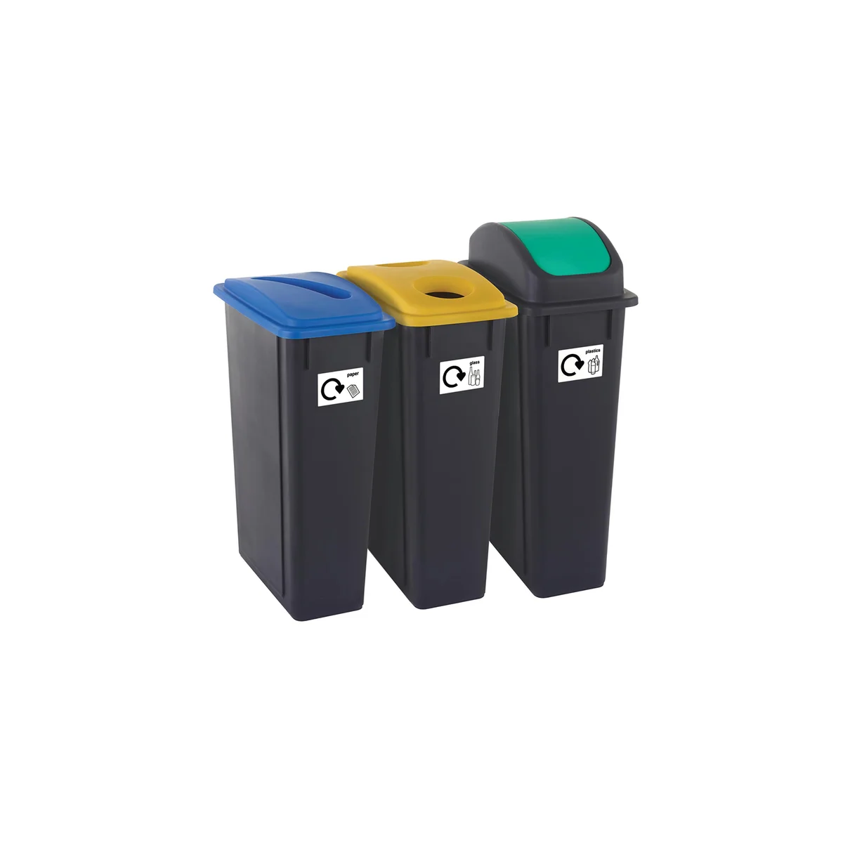 2Work Recycling Bins 90 Litre Assorted (Pack of 3) 2W10789 - Image 2