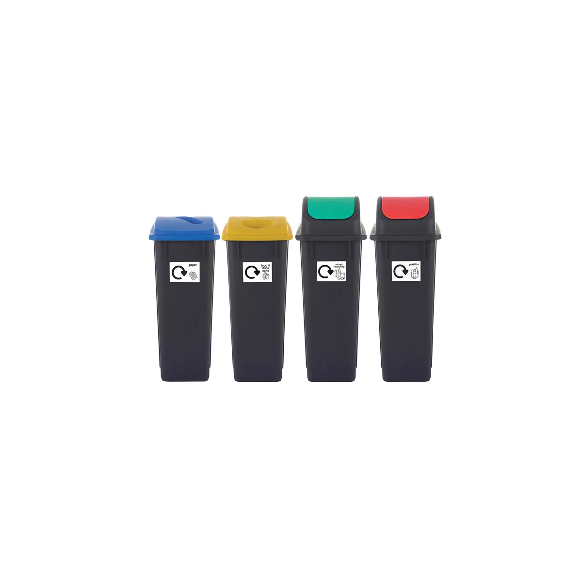 2Work Recycling Bins 65 Litre Assorted (Pack of 4) 2W10790 - Image 1