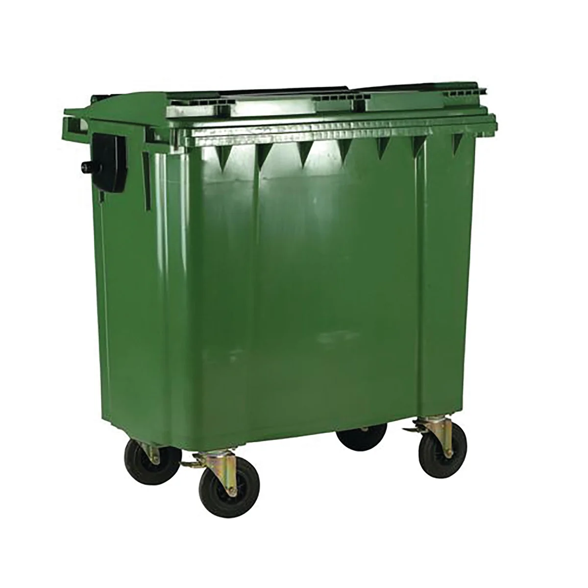 2Work Wheelie Bin 1100 Litre with Flat Lid Green 2W10858 - Image 1