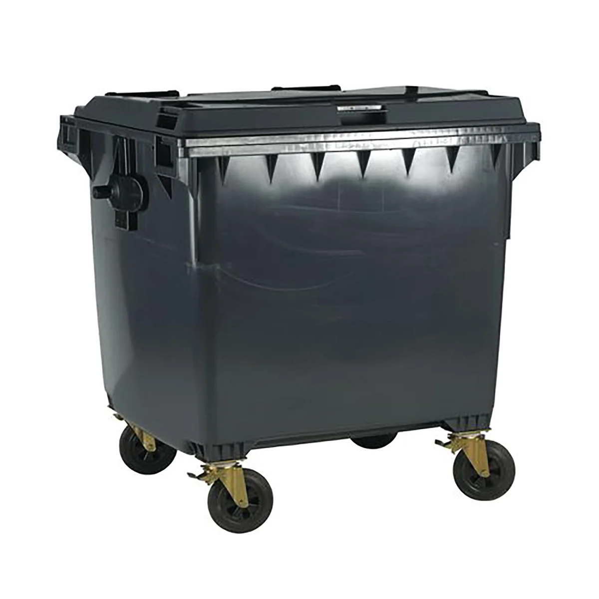 2Work Wheelie Bin 1100 Litre with Flat Lid Grey 2W10859 - Image 1