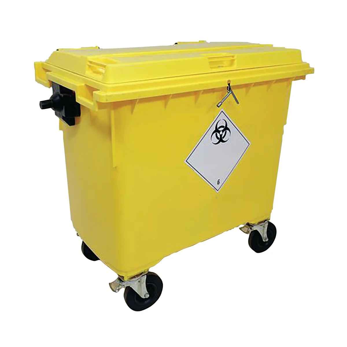 2Work Wheelie Bin Clinical Waste 660 Litre 4 Wheeled Lockable Yellow 2W10896 - Image 1