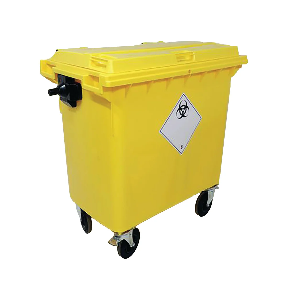 2Work Wheelie Bin Clinical Waste 770 Litre 4 Wheeled Lockable Yellow 2W10897 - Image 1