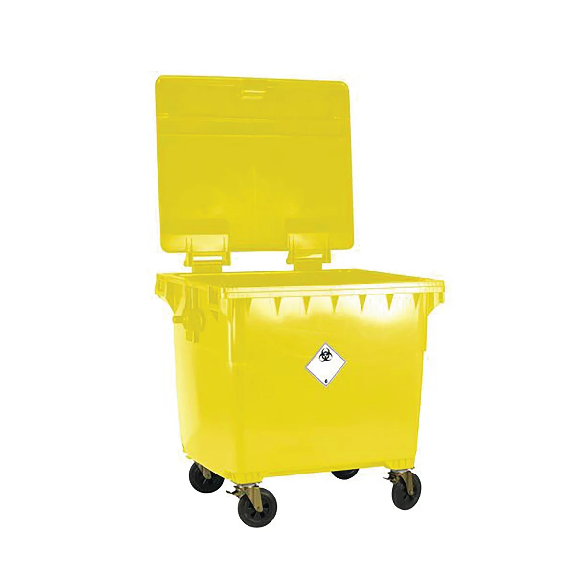 2Work Wheelie Bin Clinical Waste 1100 Litre Lockable Yellow 2W10899 - Image 2