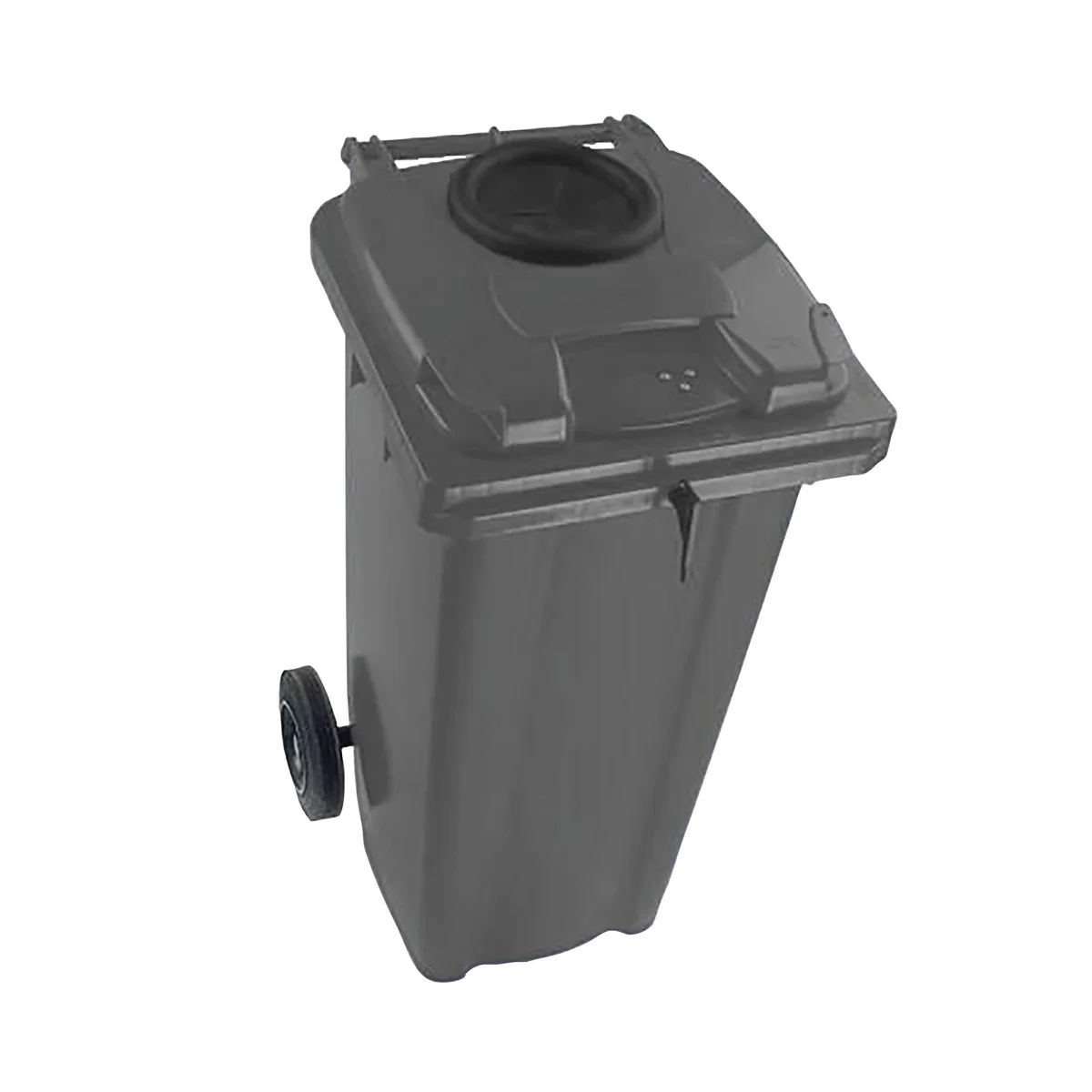 2Work Wheelie Bin 140 Litre with Bottle Bank Aperture and Lock Grey 2W10926