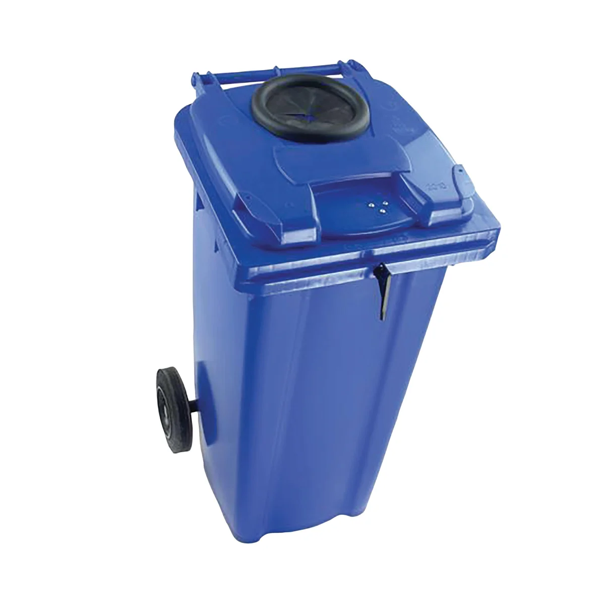 2Work Wheelie Bin 140 Litre with Bottle Bank Aperture and Lock Blue 2W10927 - Image 1