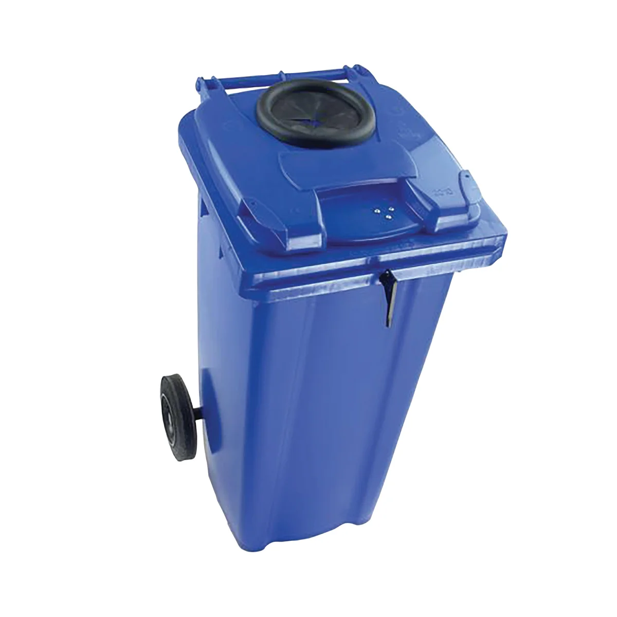 2Work Wheelie Bin 240 Litre with Bottle Bank Aperture and Lock Blue 2W10931 - Image 1