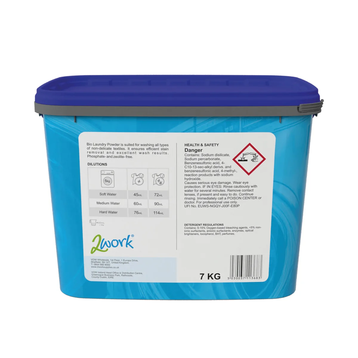 2Work Biological Washing Powder 7kg 2W11368 - Image 3