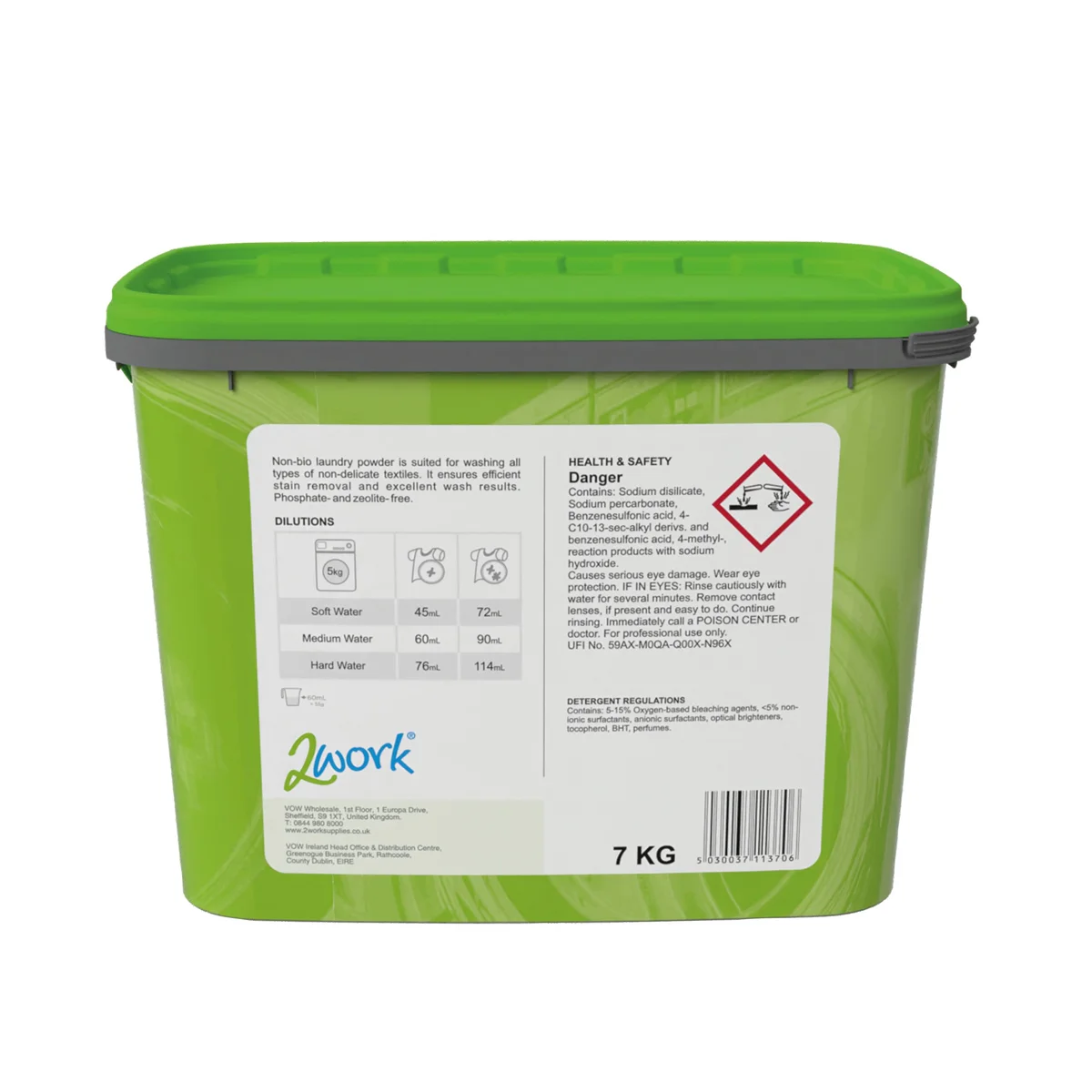2Work Washing Powder Non Bio 7kg 2W11370 - Image 2