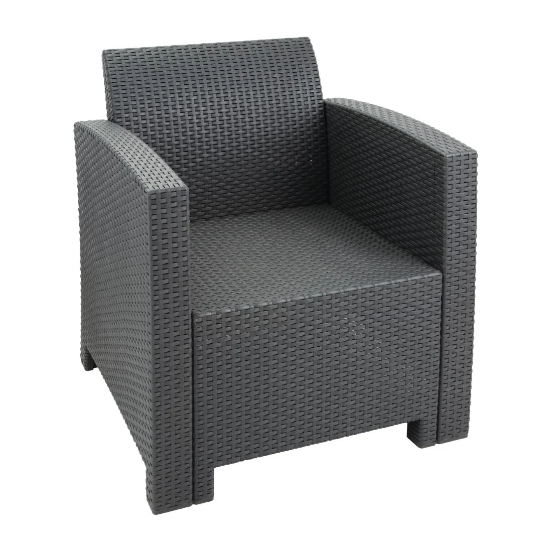 Bolero PP Armchair and Table Wicker Set Grey - Image 3