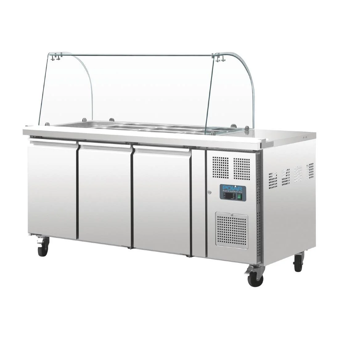 Polar U-Series Triple Door Refrigerated Gastronorm Saladette Counter - Image 2