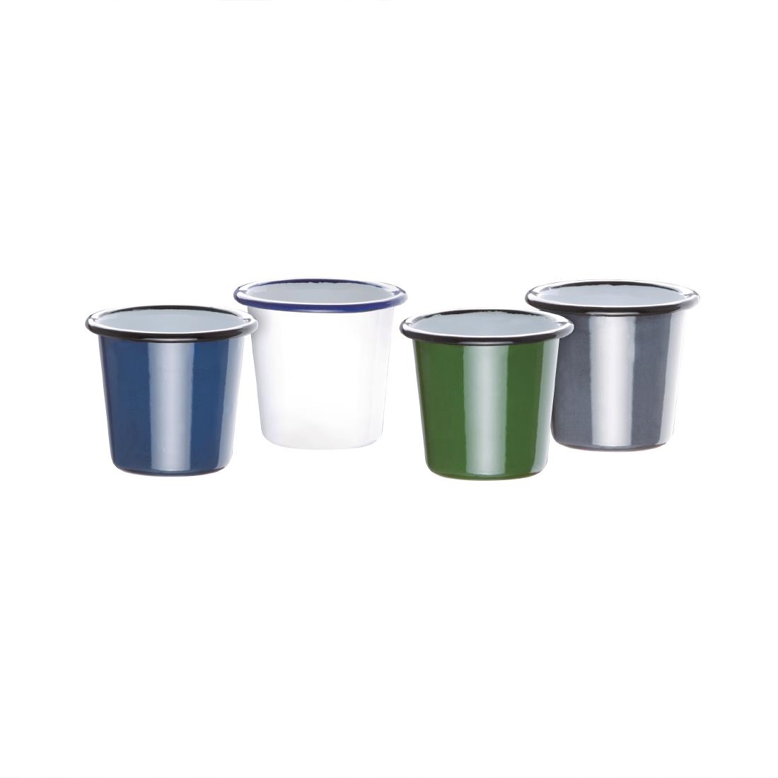 Olympia Enamel Sauce Cup White and Blue