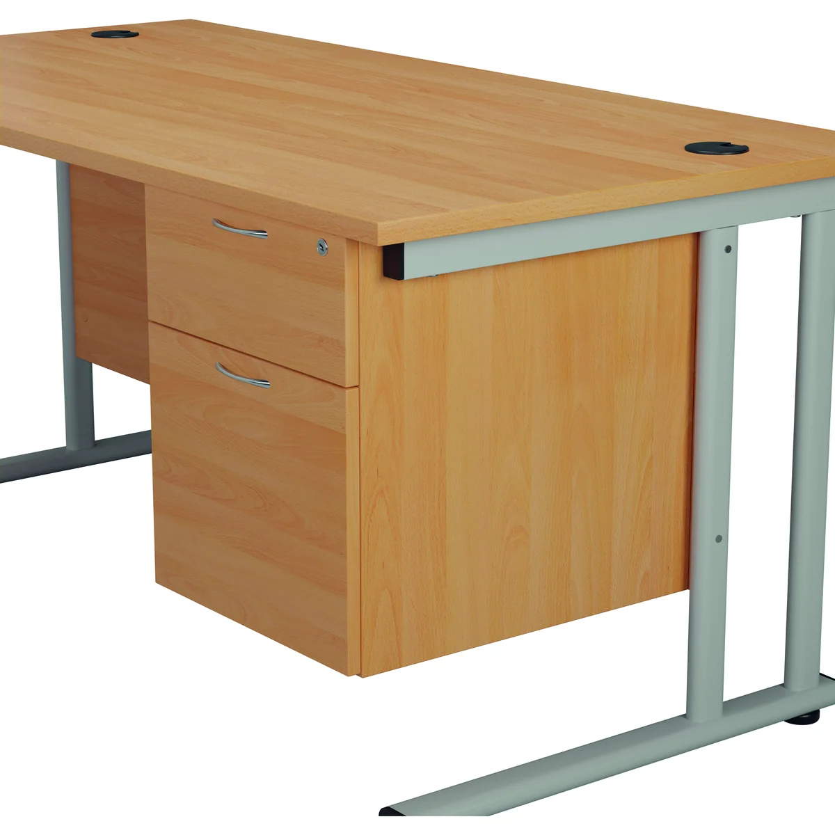 Jemini 2 Drawer Fixed Pedestal 404x655x495mm Beech KF74411 - Image 4
