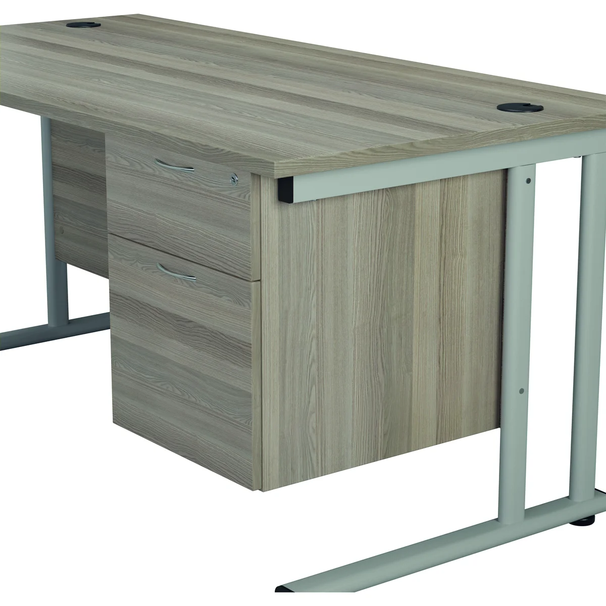 Jemini 2 Drawer Fixed Pedestal 404x655x495mm Grey Oak KF74413 - Image 4
