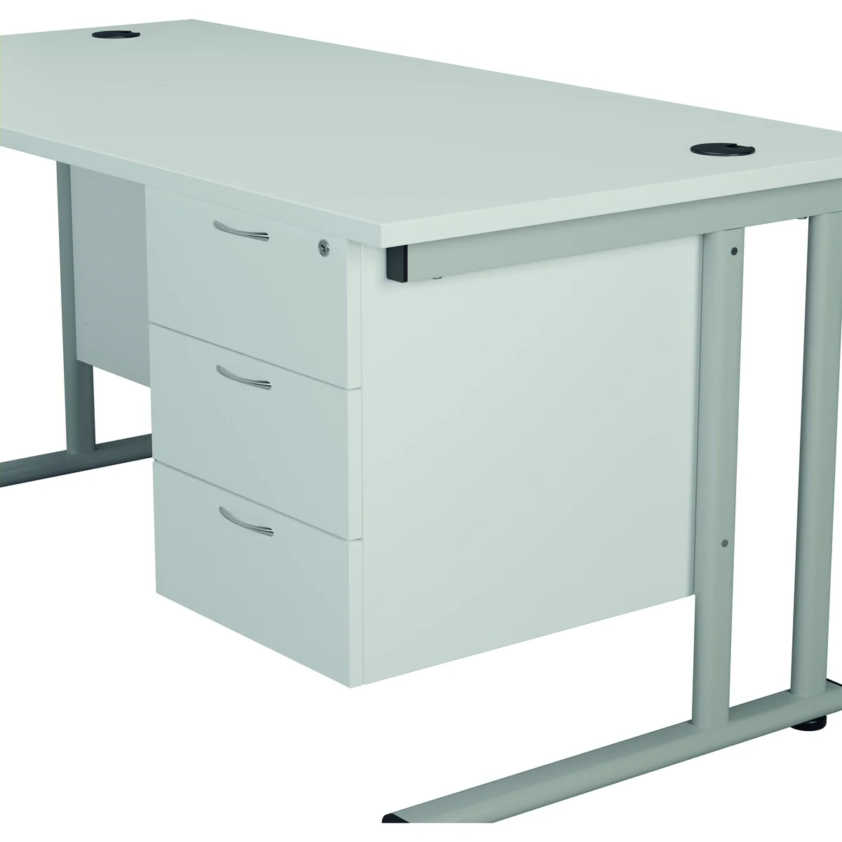 Jemini 3 Drawer Fixed Pedestal 400x655x495mm White KF74422 - Image 4