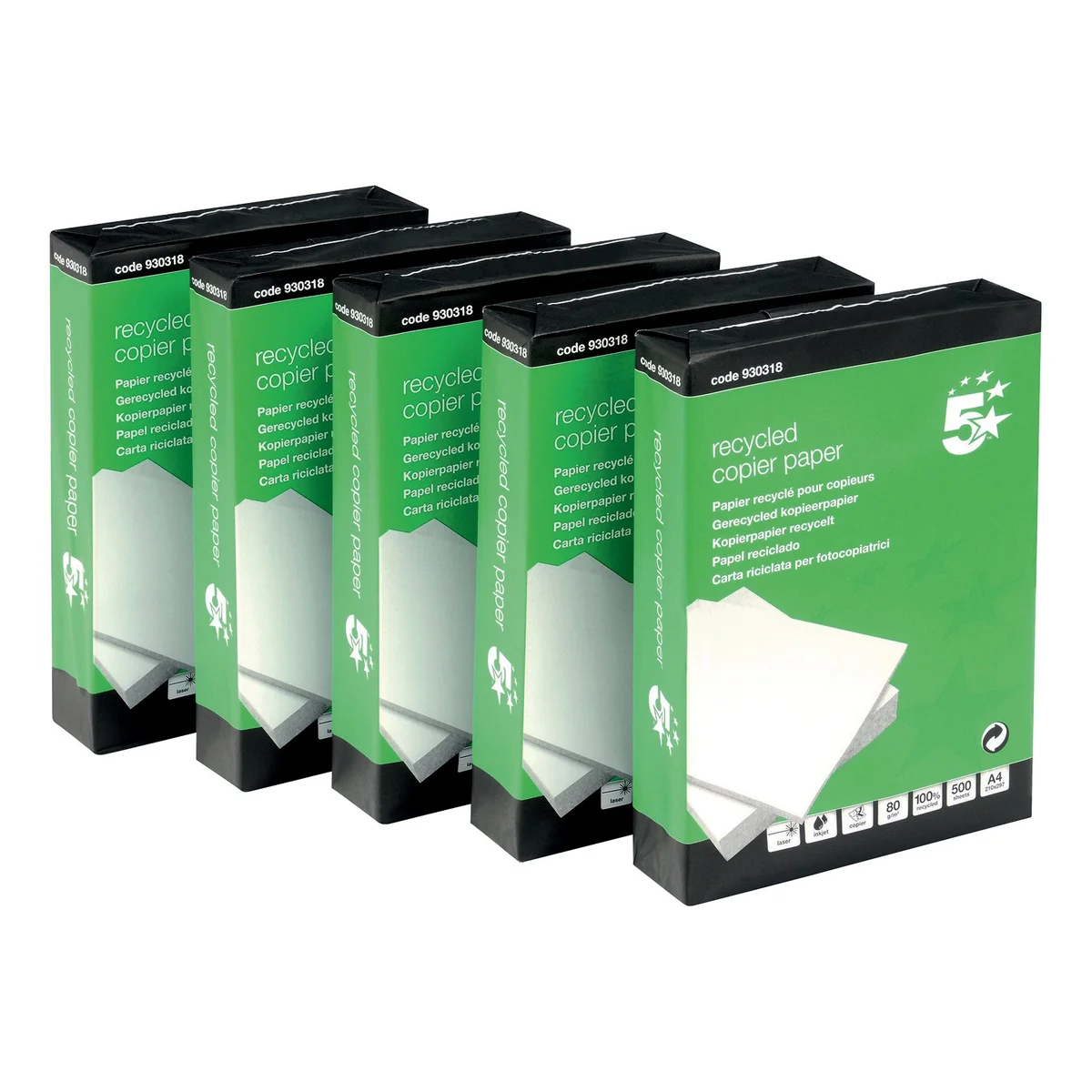5 Star A4 Copier Paper Recycled 80gsm White Ream-Wrapped (Pack of 2500) 930318 - Image 2