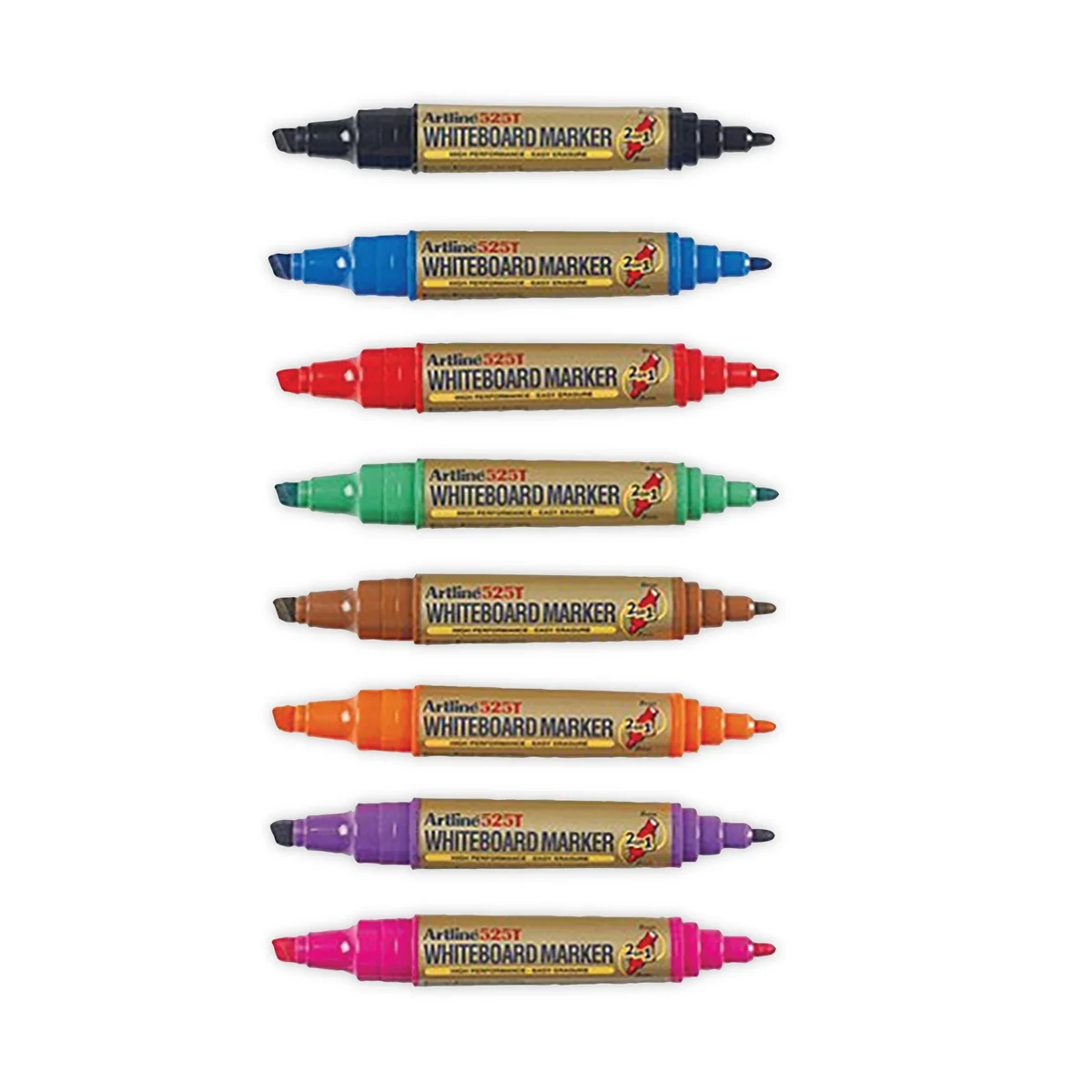 Artline 2-in-1 Whiteboard Marker Bullet/Chisel Tip Assorted (Pack of 8) EK525TA - Image 2