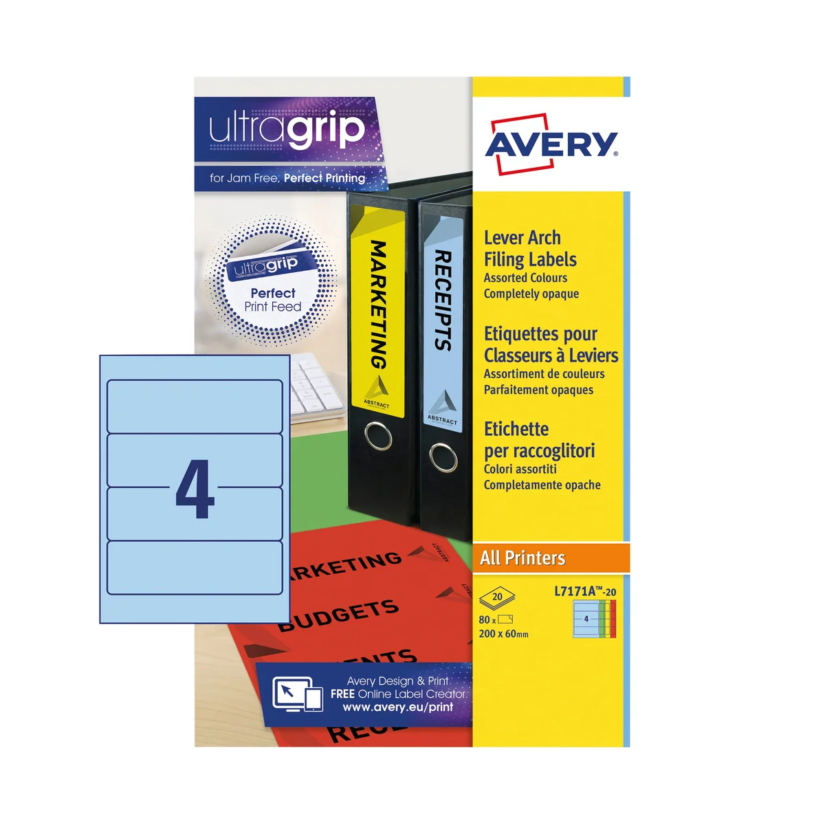 Avery Lever Arch Spine Label 200x60mm (Pack of 80) L7171A-20 - Image 2