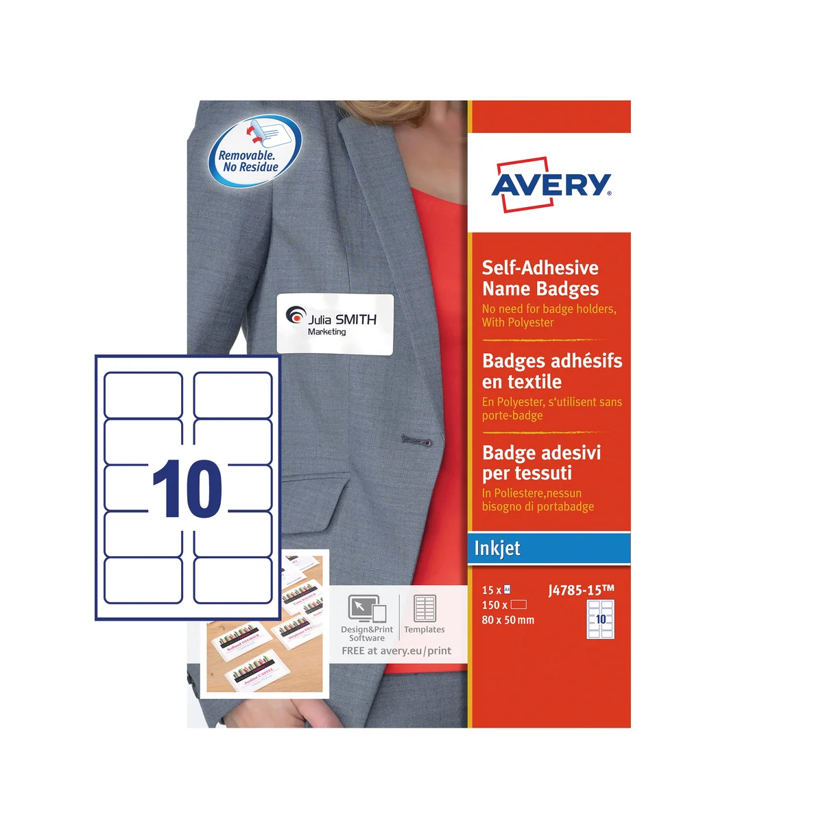 Avery Self-Adhesive Name Badges 80x50mm (Pack of 150) J4785-15 - Image 2