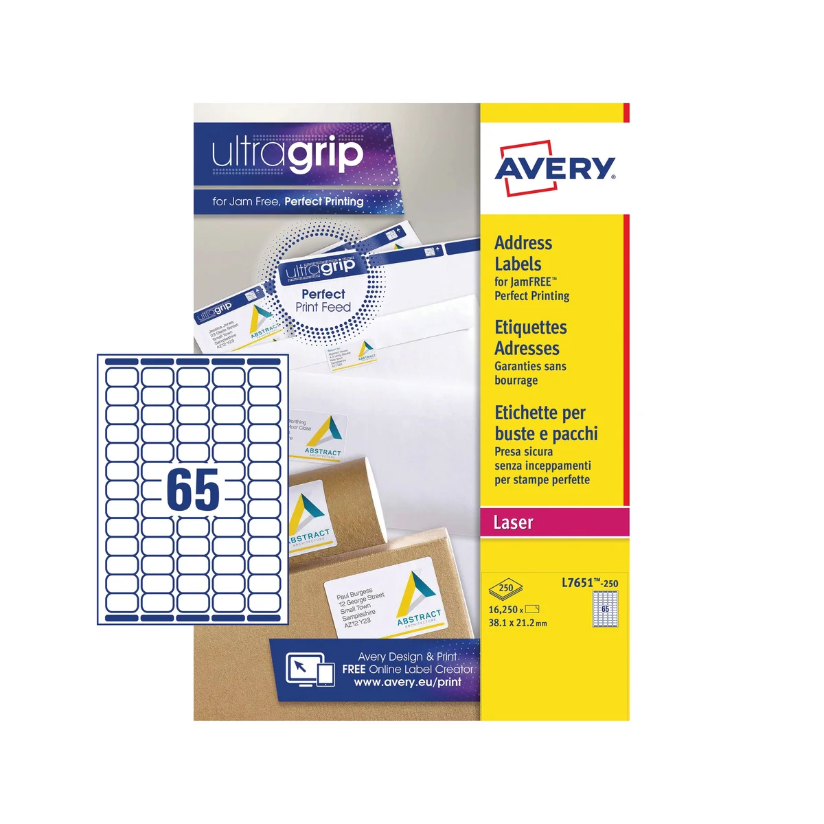 Avery Mini Labels 38x21mm White (Pack of 16250) L7651-250 - Image 2
