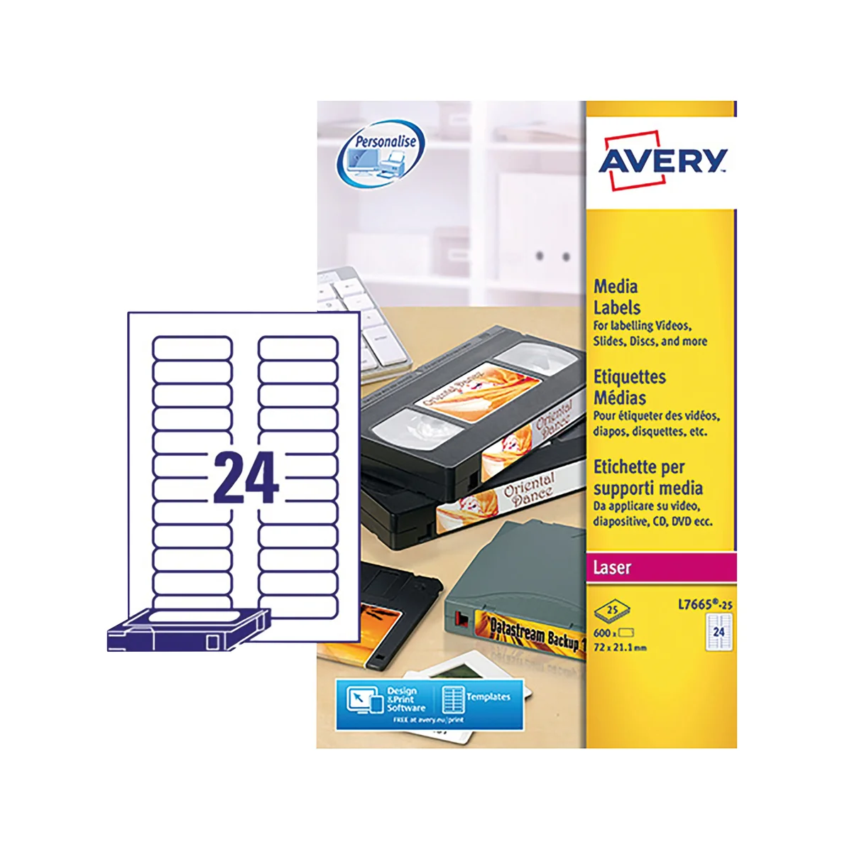 Avery Mini Data Cartridge Label 72x21.1mm White(Pack of 600) L7665-25 - Image 2