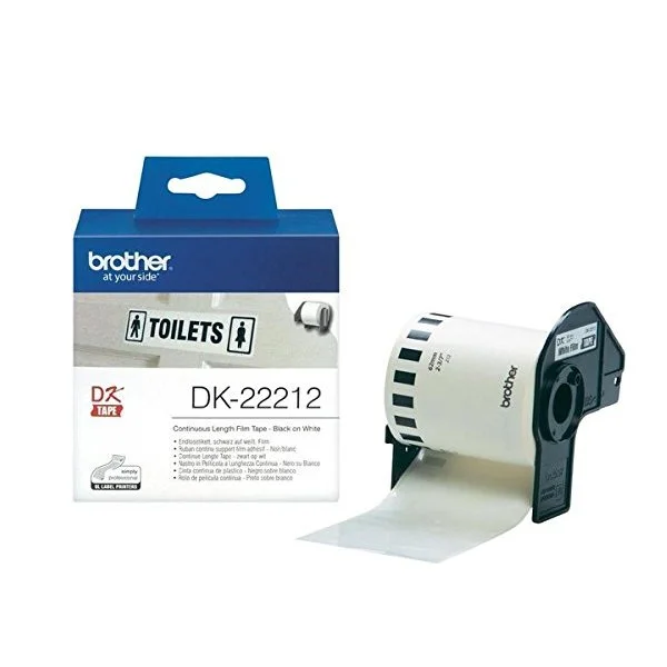 Brother Continuous Film Labelling Roll 62mm x 15.24m Black on White DK22212 - Image 2