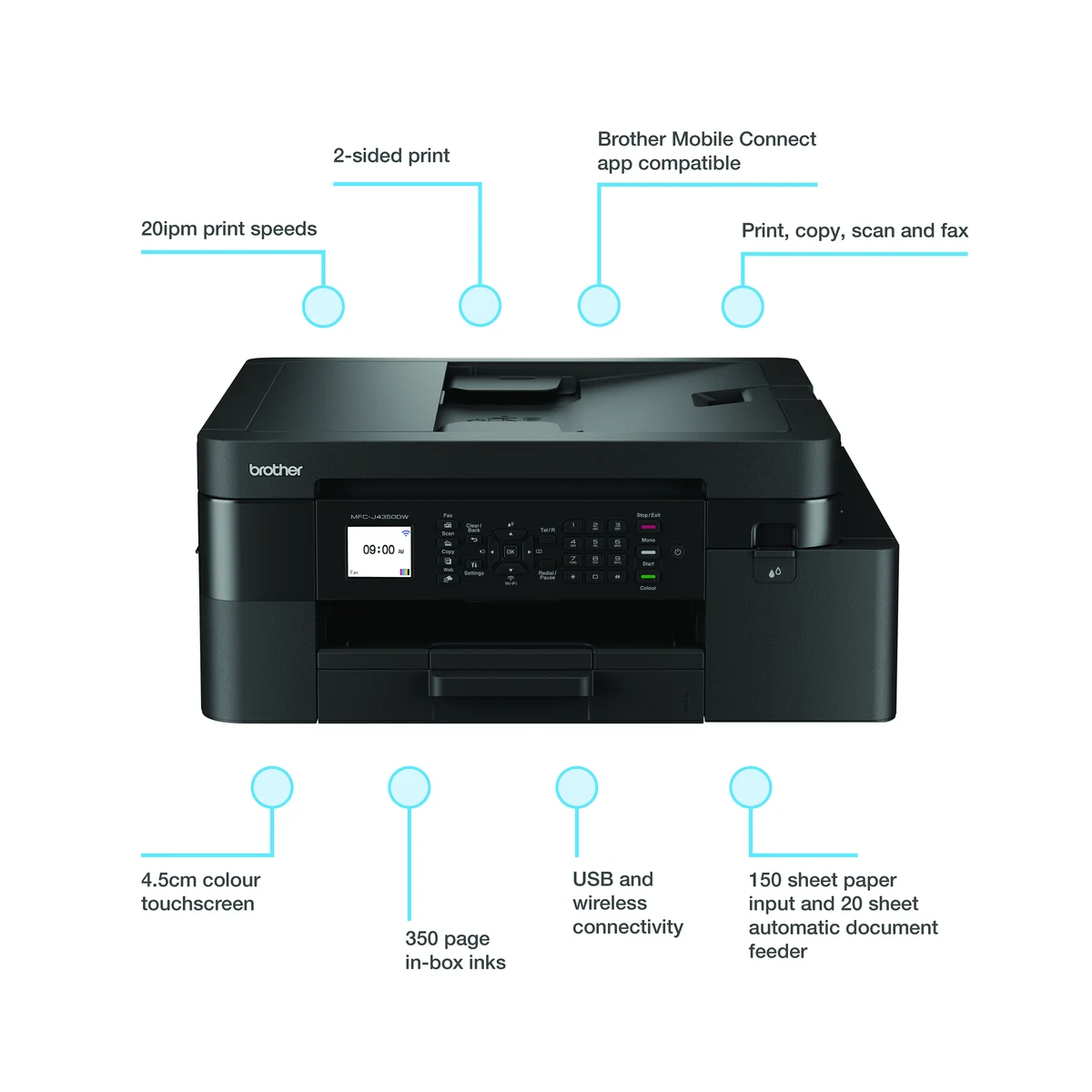 Brother MFC-J4350DW 4-in-1 Wireless Colour Inkjet Printer MFCJ4350DWZU1 - Image 4